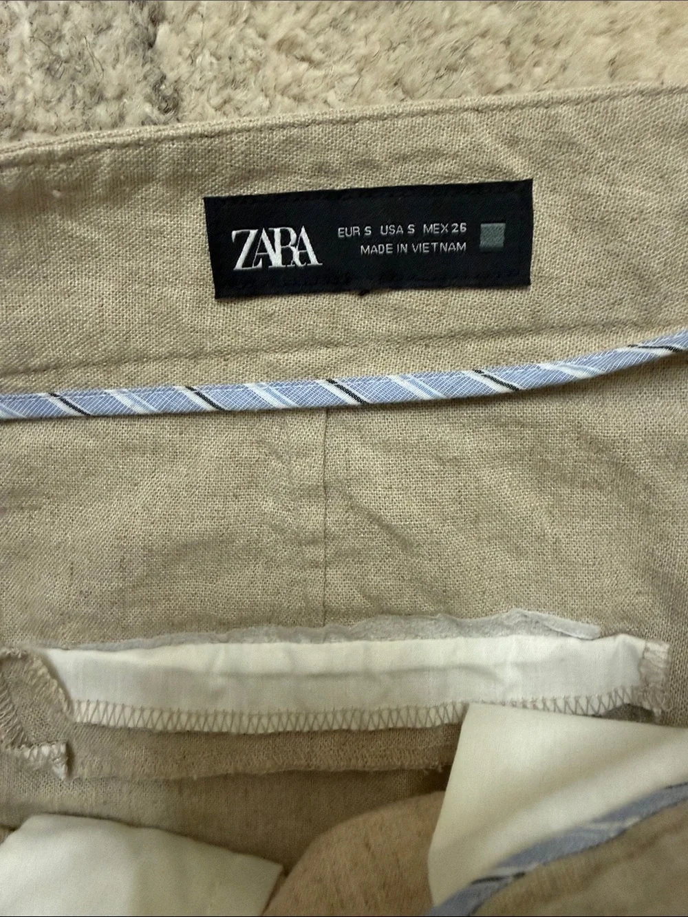 Zara Neutral Beige Linen Pants